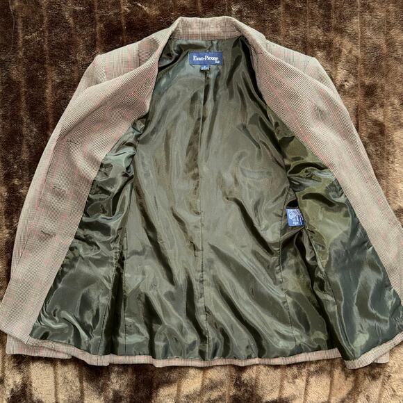VTG Awesome Fall Look Evan Picone Glen Plaid Blazer w Paisley Hanky MINT - Picture 3 of 7
